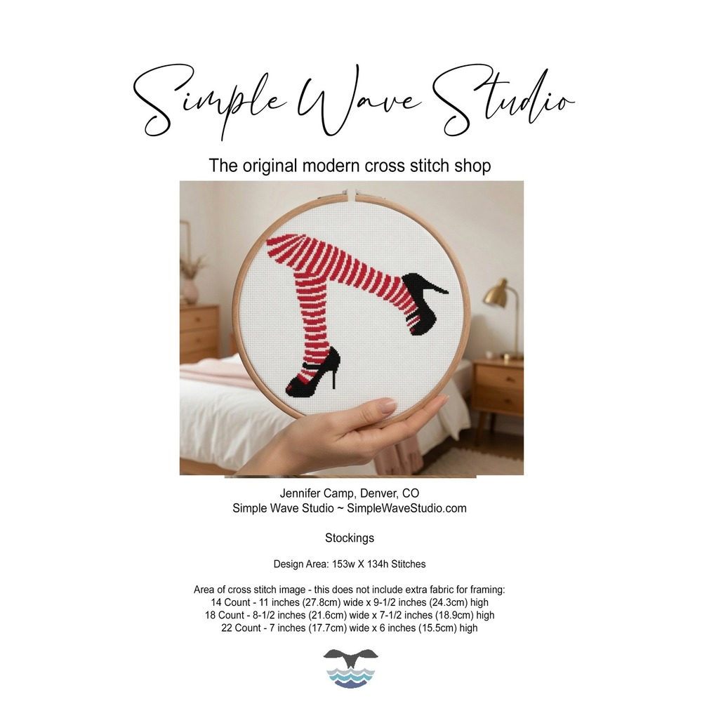Subversive Red Stocking Sexy Legs High Heels Counted Cross Stitch Pattern Kit